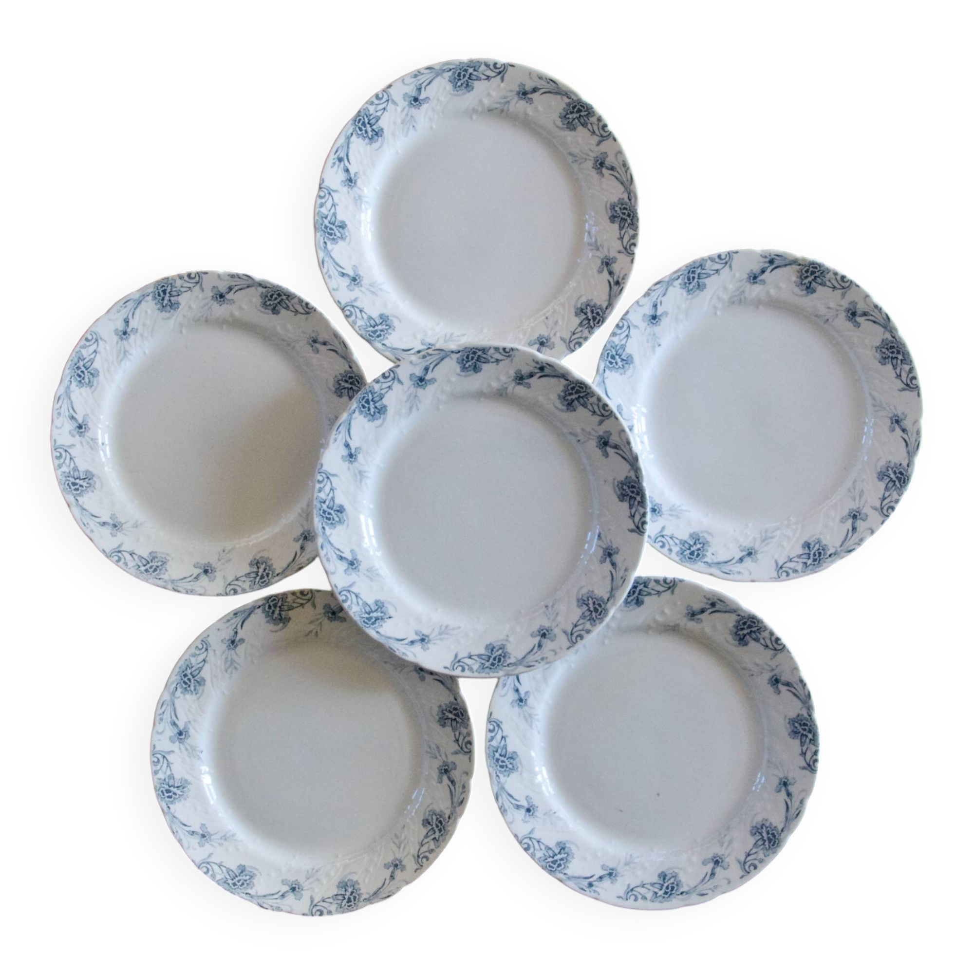 Antique 19th-century ironstone plates signed KG Luneville "Kleber"