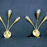 Pair of gilded brass wall lights, Maison Lunel, France, 1950's