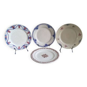 4 old mismatched plates Gien, St Amand, K&G Lunéville