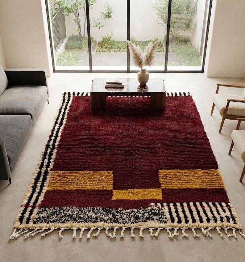 Handmade traditional pure wool rug 2/3 m