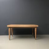 French Art Deco Expandable Oak Table, 1980s