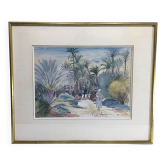 Henri Verge Sarrat – Dessin sur aquarelle « Oasis »