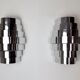 Pair of Chrome wall lamps, half-moon, Italy, 1970