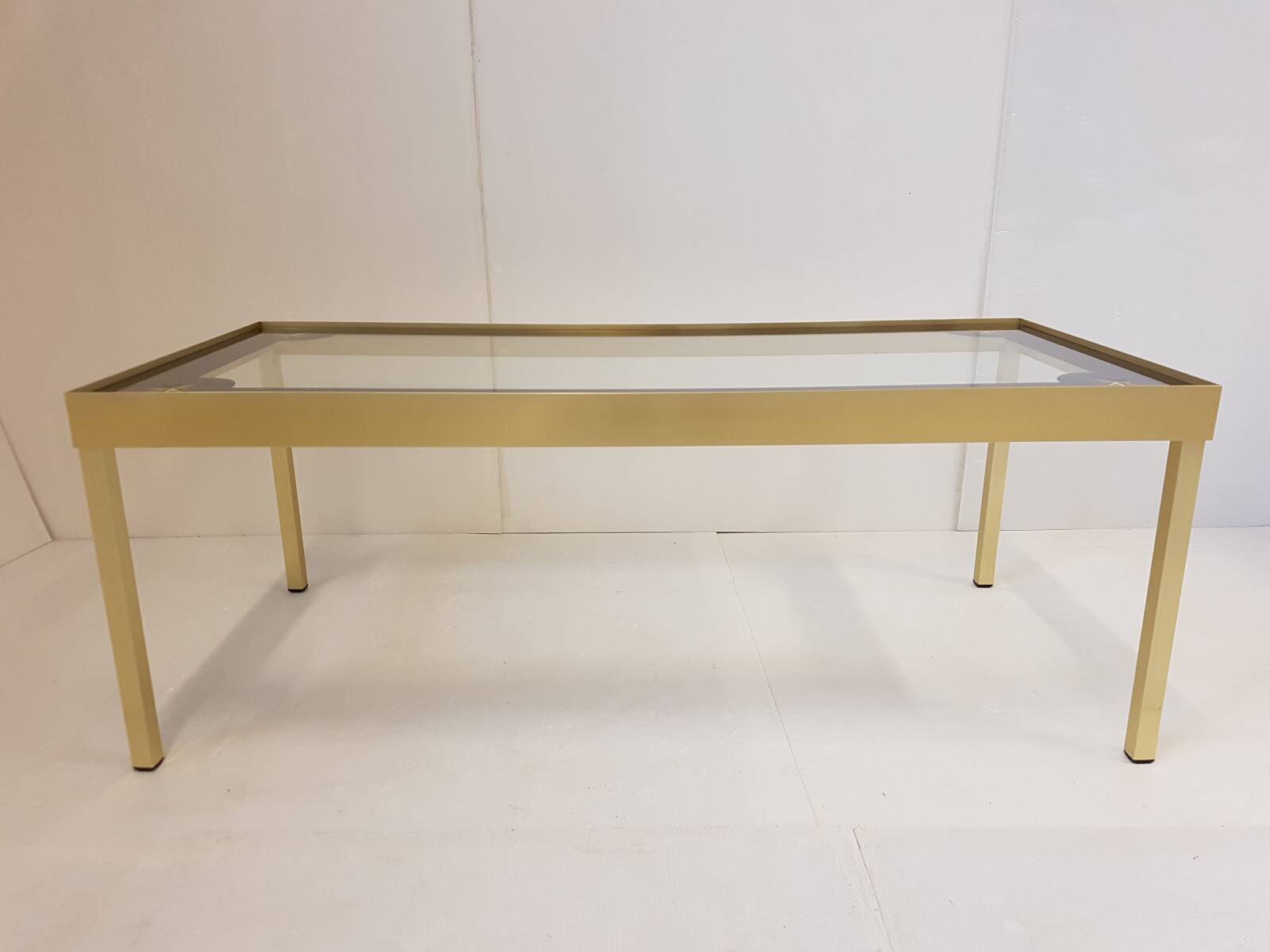 Vintage coffee table gold aluminium & star glass 1960s