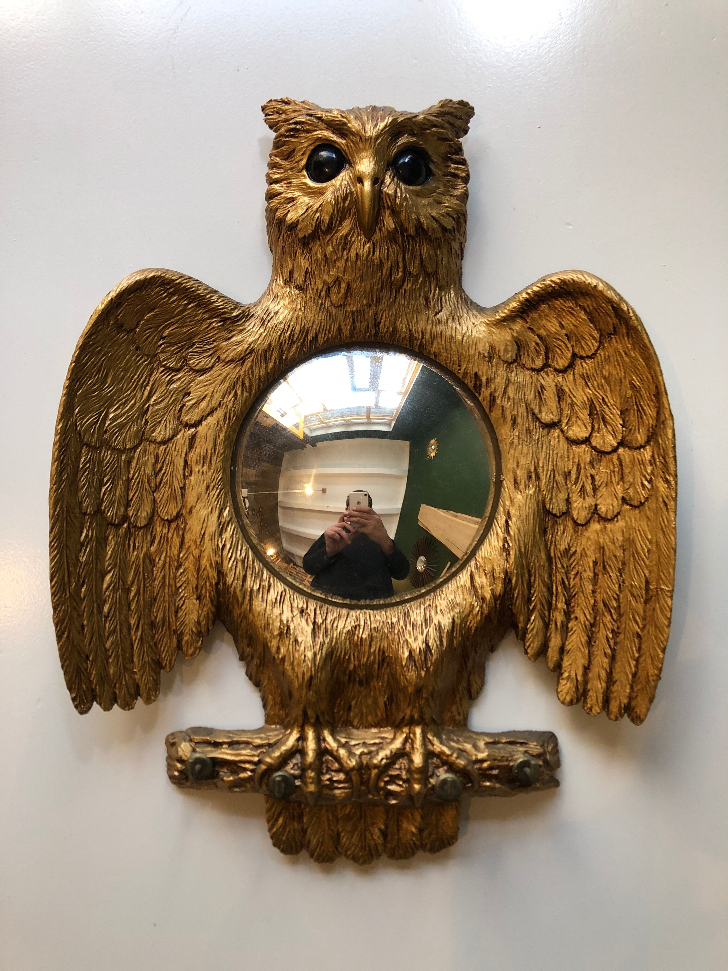 Witch mirror shape vintage owls 28x38cm