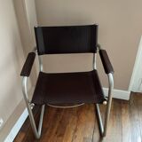 Metal and leather armchair, Marcel Breuer style.