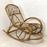 Vintage 1960s rattan rocking chair