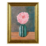 Painting Peony with a green vase