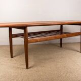 Large Danish teak coffee table, two levels, by Grete Jalk for Glostrup Mobelfabrik.