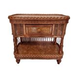 Vintage Wicker Woven Cabinet With Drawer, 90s