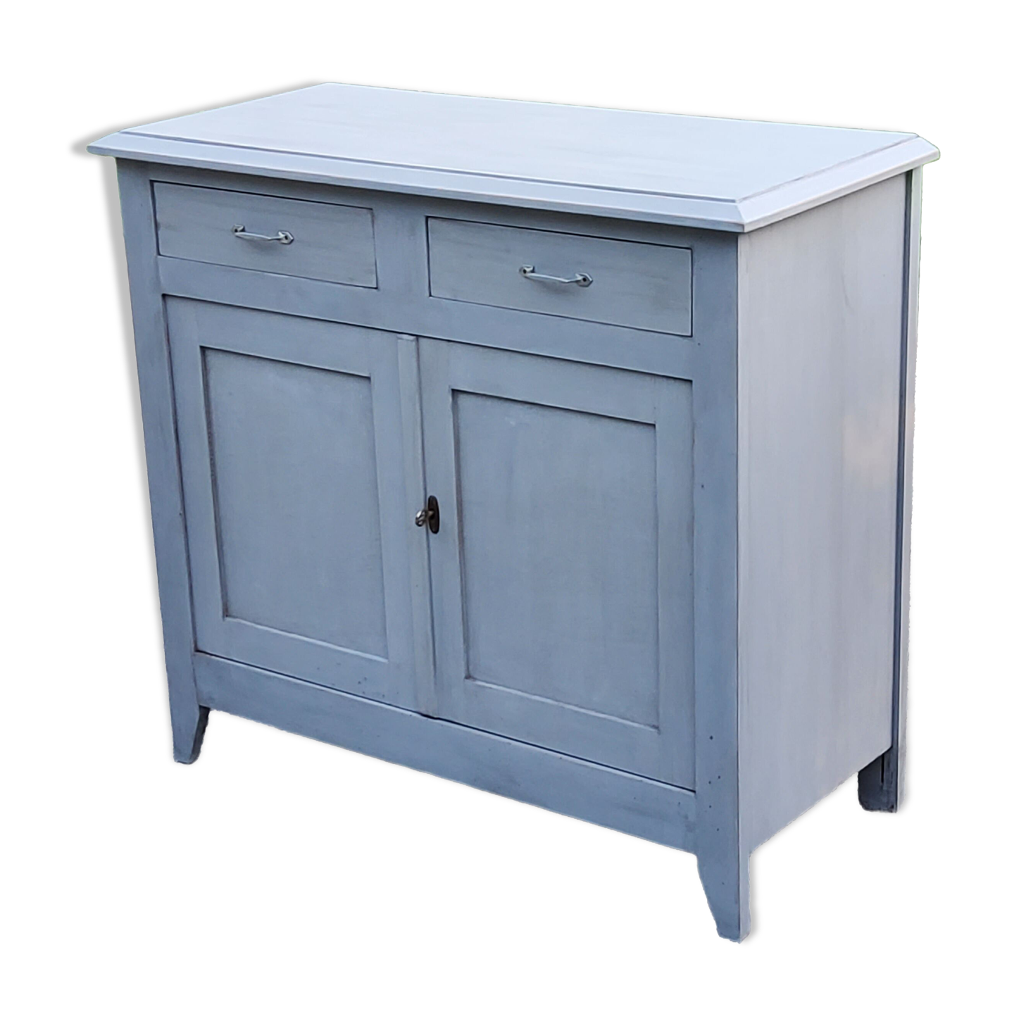 Old Parisian buffet 2 doors 2 drawers patina gray