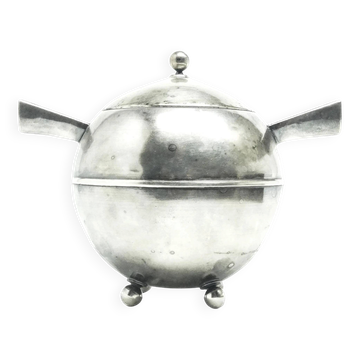 Postmodernist sugar bowl, silver-plated brass, Poland, 1950s