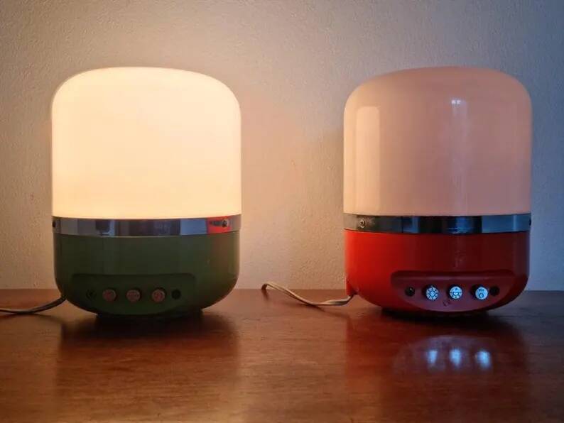 Set of Two Midcentury Table Lamps, Space Age, Adriano Rampoldi, Italy, 1970s