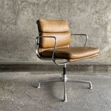 EA 208 camel leather armchair by Charles Eames for Herman miller