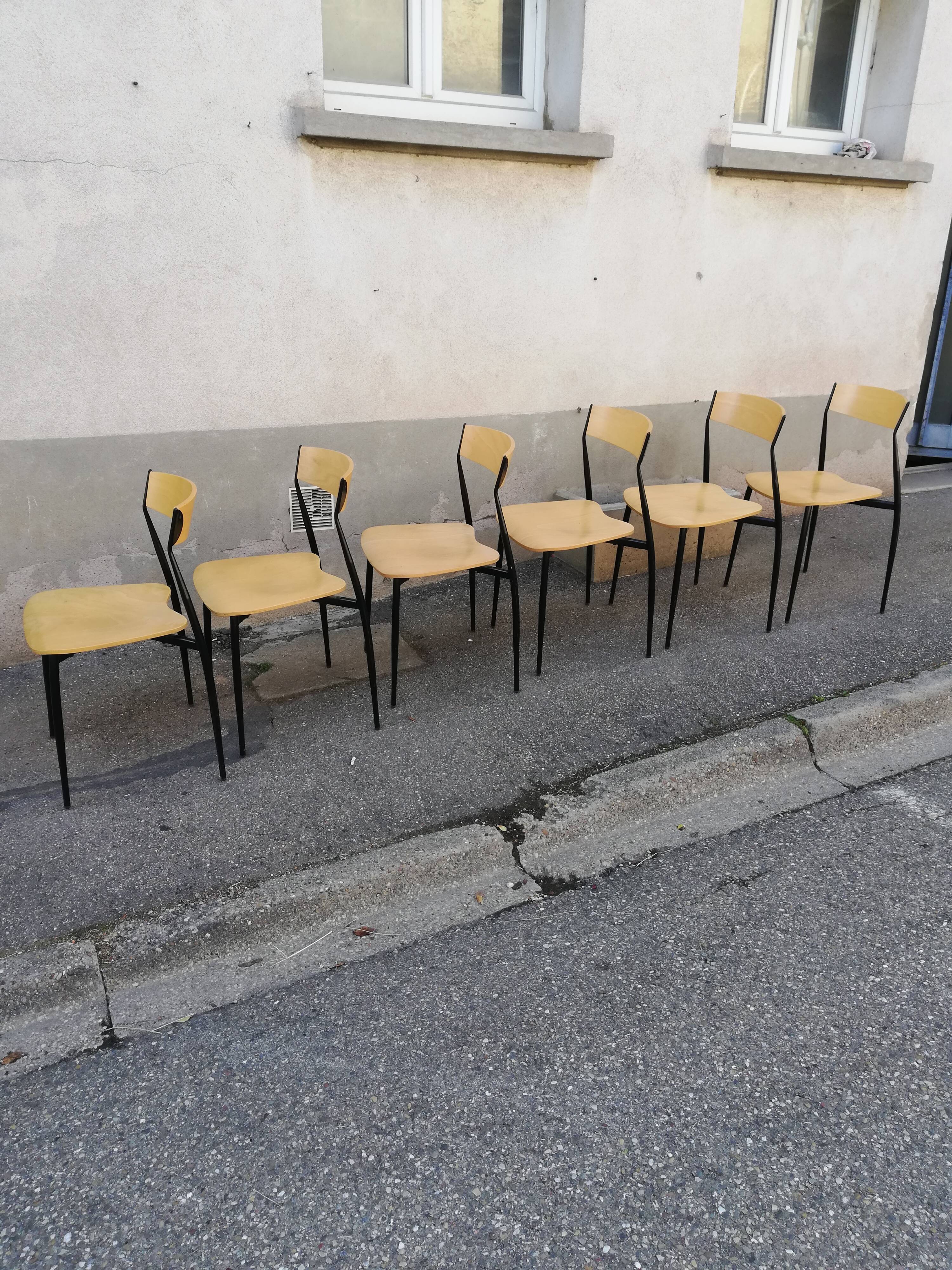 Set de 6 chaises vintage métal et bois