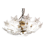 Charming Vintage Murano Ceiling Light White Flowers, 1960s