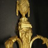 Pair of large sconces, ram's head, Louis XVI style, 19th century - gilded bronze