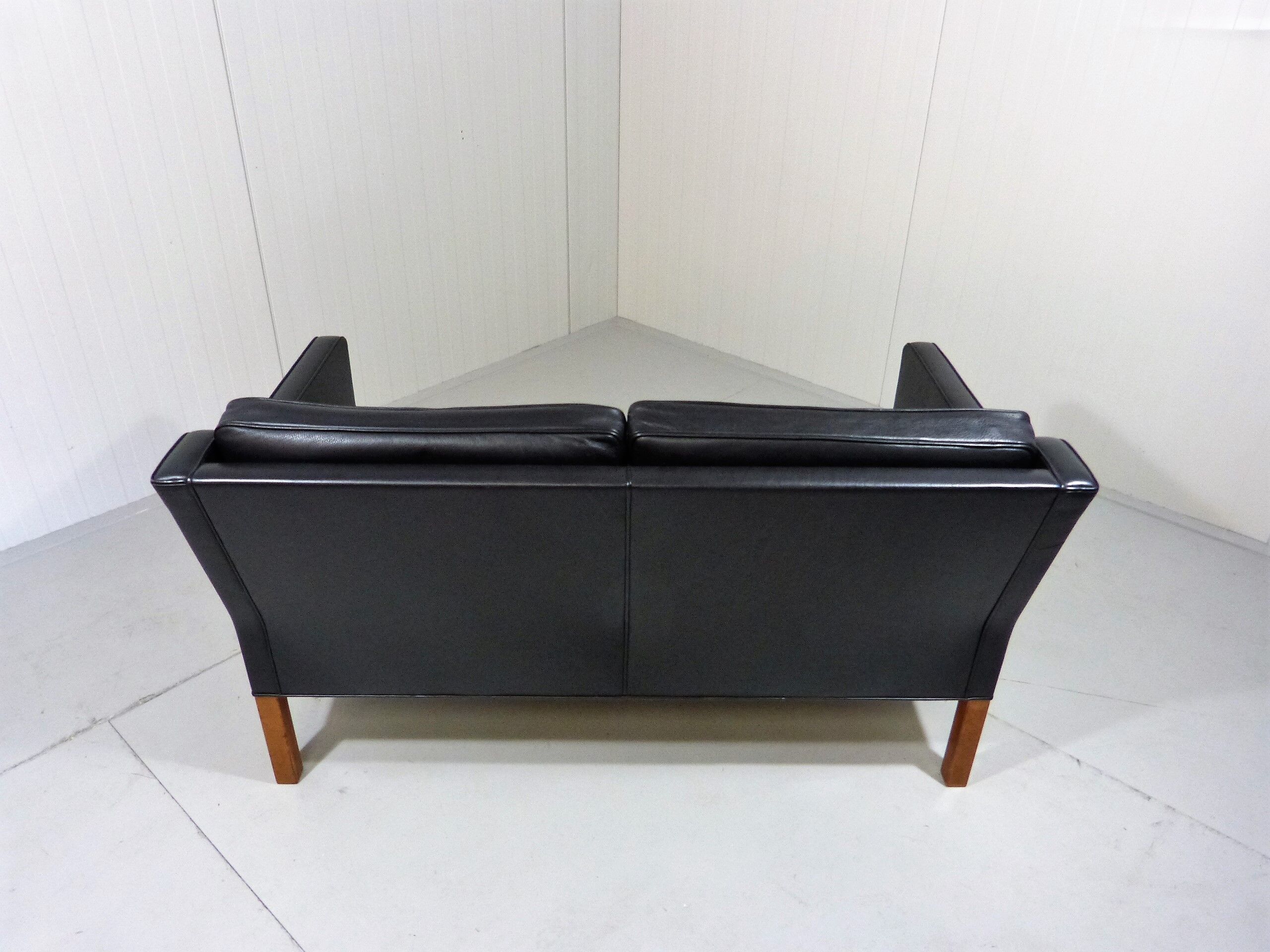 Black leather sofa by Børge Mogensen for Fredericia, Denmark