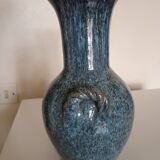 Accolay pottery Yonne - Double handle woven vase - Blue-grey glazed stoneware