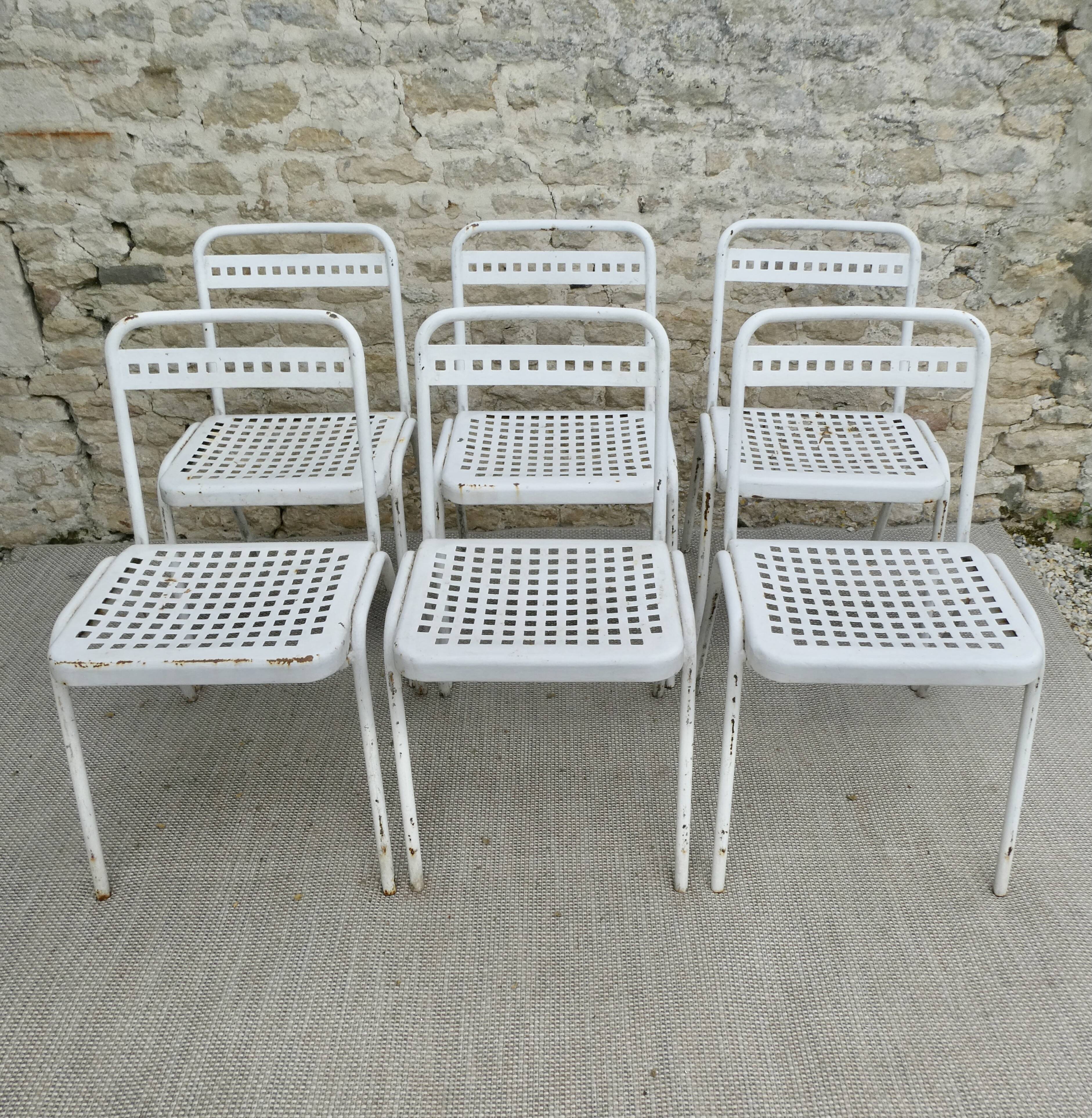 6 metal chairs Souvignet France, circa 1960