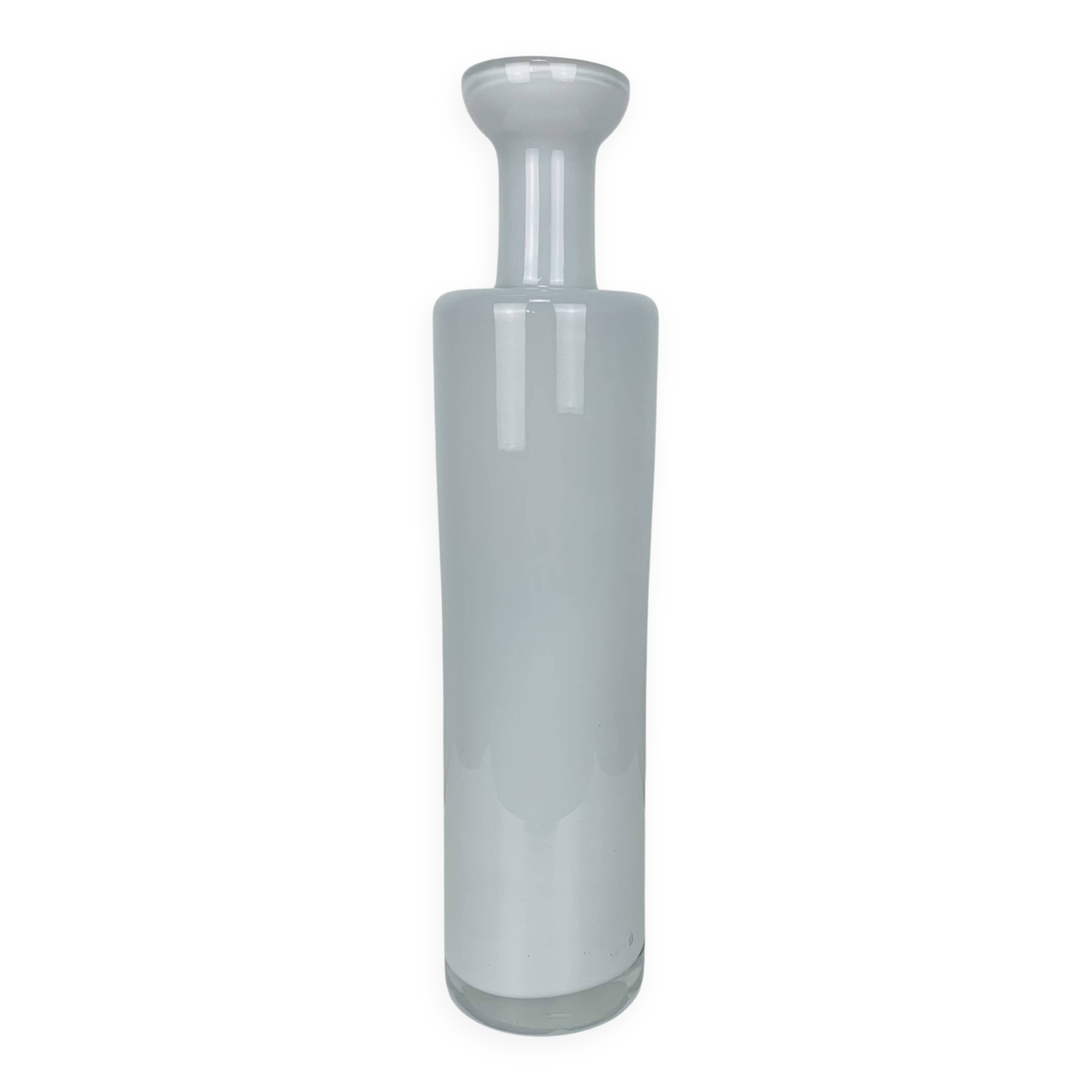 Scandinavian roller vase in white glass, Holmegaard style, vintage