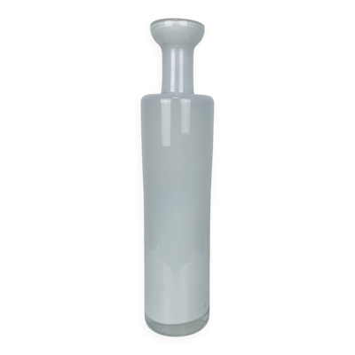 Vase rouleau scandinave verre blanc style Holmegaard, vintage