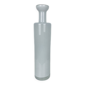 Vase rouleau scandinave verre blanc style Holmegaard, vintage