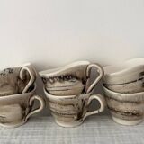 6 Cups and 5 Saucers Ecume model Faïencerie De Niderviller, Made in France