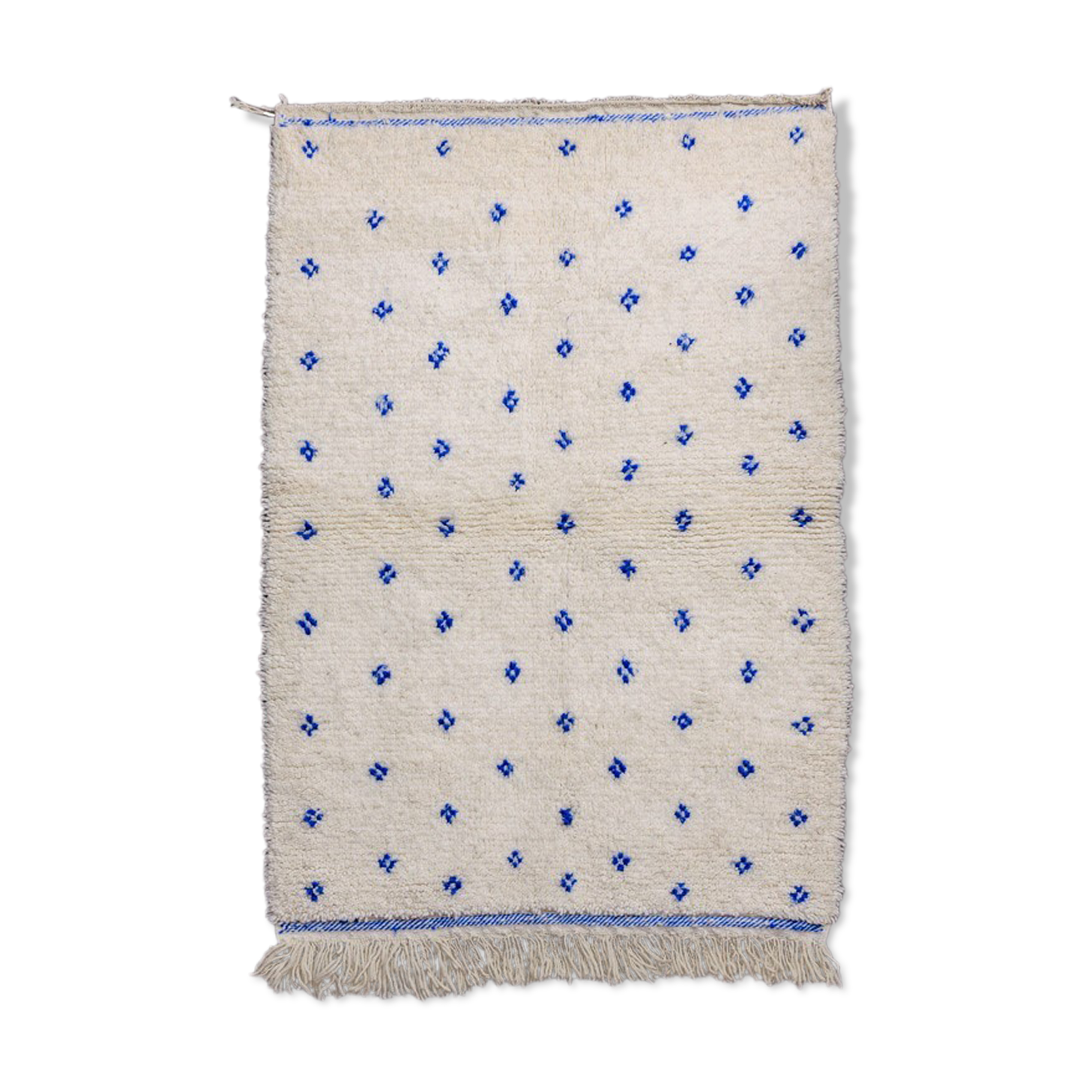 Tapis marocain pois bleu 105x155 cm