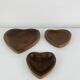 Set of 3 Scandinavian teak empty pockets in heart shape.