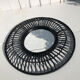 Round black rattan mirror