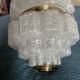 Pendant light/chandelier in molded glass and brass - 70s