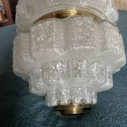 Suspension/lustre en verre moulé et laiton - années 70