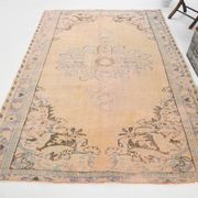 Tapis vintage beige, tapis turc vintage délavé par le soleil, tapis beige