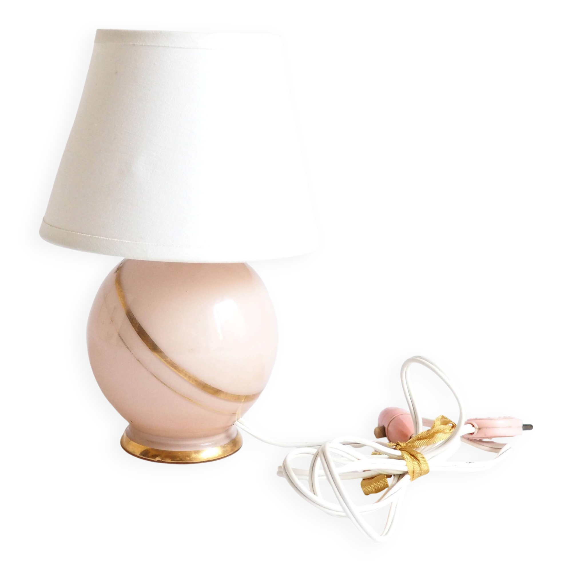Small pink glass lamp