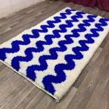 Gorgeous beniourain carpet, moroccan handmade rug, blue rug, living room ru