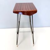 Vintage tv stand/ side table with an ebonized beech top and an iron frame, italy