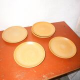 Vintage grès speckled  stoneware dinner plates * set of 6 * minimal mid-century tableware * 24.5 cm