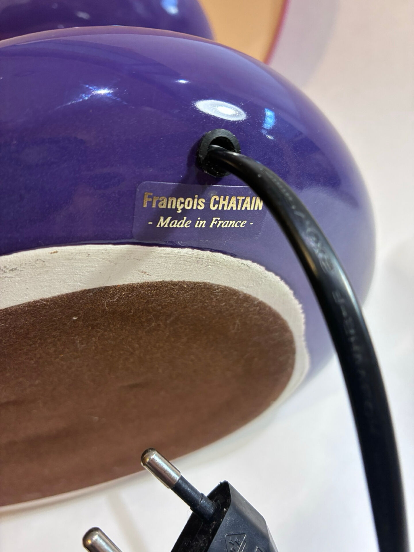 François CHATAIN Table Lamp Violet/Pink Conical Shade E27 230V