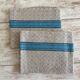 Set of 2 jacquard tea towels with blue stripes - mixed breed linen / cotton - 67x50cm