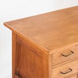 Vintage oak desk. Compass legs with drawers. France, 1950s