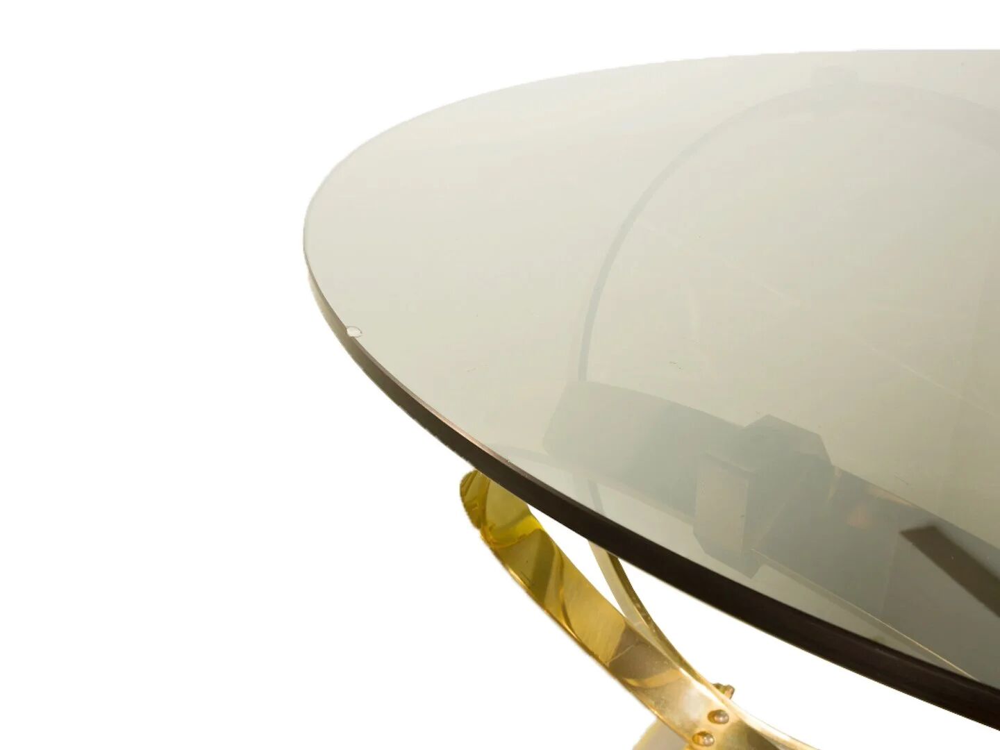 Knut Hesterberg round coffee table in brass with smoked glass