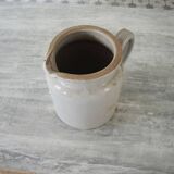 Antique White Enameled Stoneware Pitcher