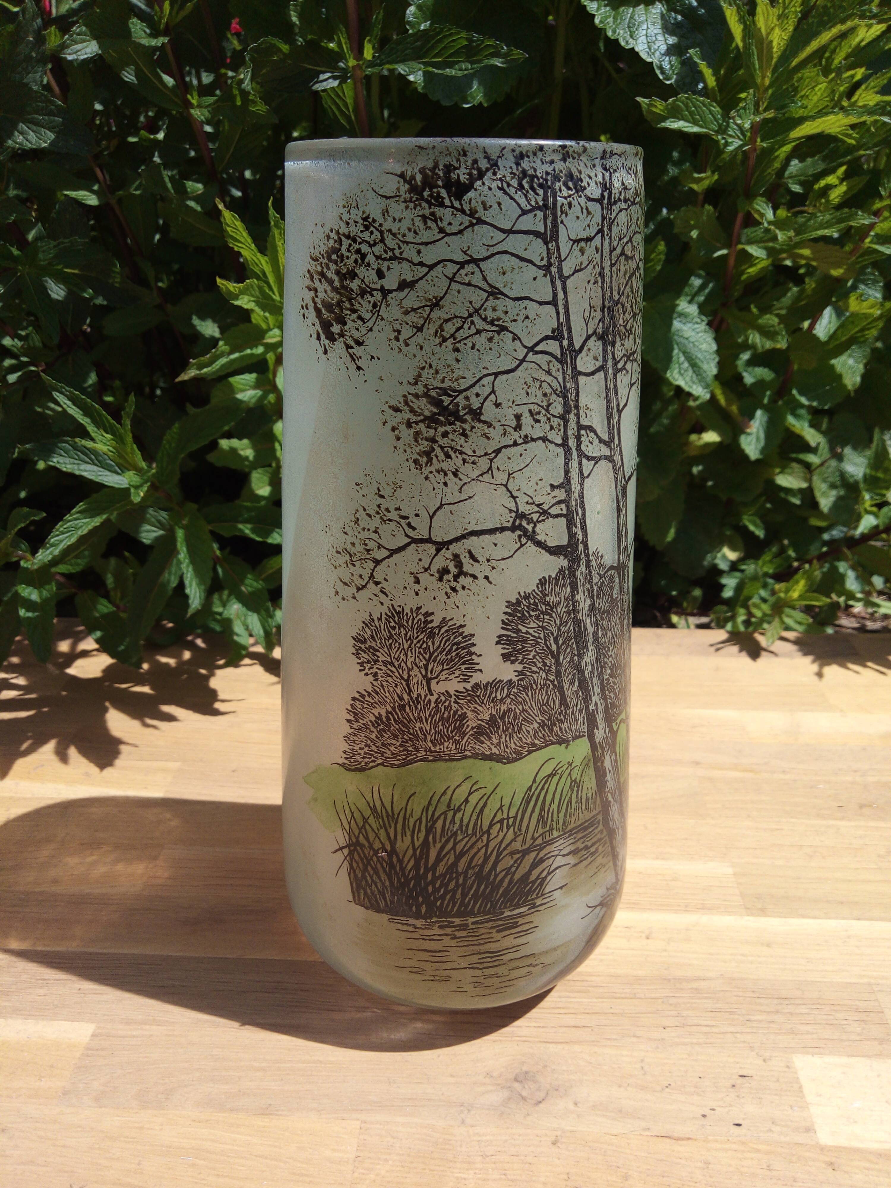 Glass vase signed Joma
