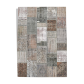 Gray & bronze patchwork tapis rug, 247x172cm