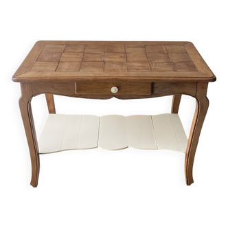 Old console in solid cherry wood, rustic Louis XV style.