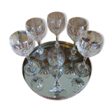 Anciens verres à pied cristal artisanat de Lorraine