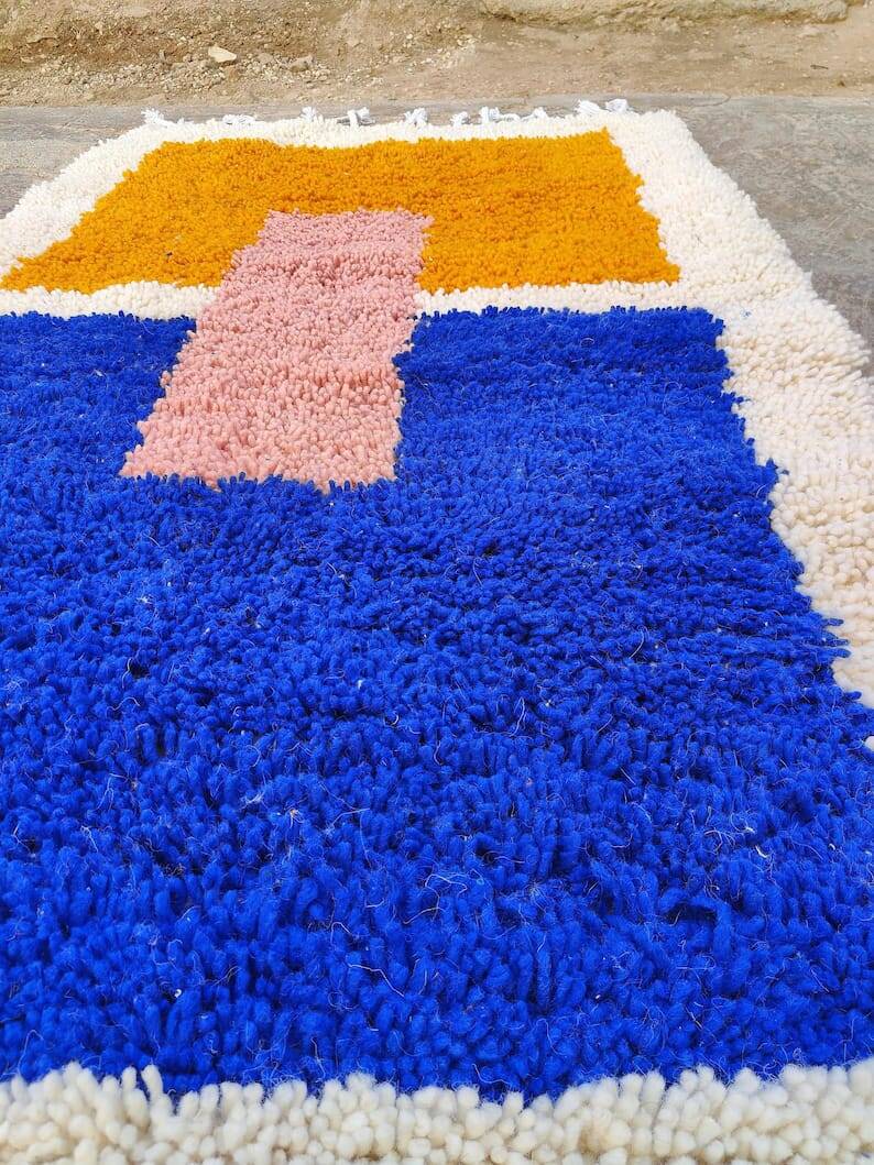 Handmade pure wool rug with colourful patterns 1.5/3.5 m