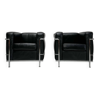 Fauteuils LC2 vintage des années 90 par Le Corbusier et Charlotte Perriand pour Cassina
