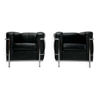 ‘90s Vintage LC2 Armchairs by Le Corbusier &Charlotte Perriand  for Cassina